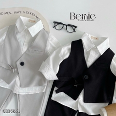 Set đồ vest gile dài công tử cổ V 3 chi tiết phong cách hàn quốc cho bé trai 1 đến 7 tuổi Bernie 0824B51