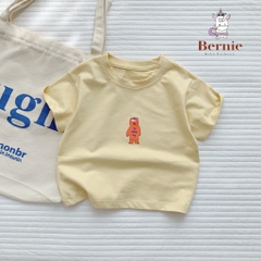 Áo phông cộc tay trơn cho bé trai bé gái unisex ngắn tay cotton màu trắng vàng 1 đến 7 tuổi BERNIE