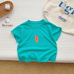 Áo phông cộc tay trơn cho bé trai bé gái unisex ngắn tay cotton màu trắng vàng 1 đến 7 tuổi BERNIE