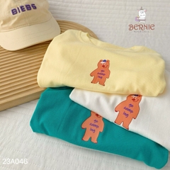 Áo phông cộc tay trơn cho bé trai bé gái unisex ngắn tay cotton màu trắng vàng 1 đến 7 tuổi BERNIE
