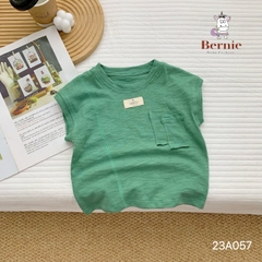Áo thun tanktop ba lỗ sát nách cotton xược túi xòa cho bé trai 1 đến 7 tuổi BERNIE 23A057