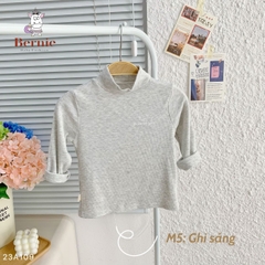 Áo phông cố lọ cao 3 phân dài tay basic cho bé trai bé gái thun cotton tăm 1 đến 7 tuổi BERNIE kids