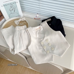 Đồ vest bé trai 4 chi tiết áo vest quần dài dáng âu màu đen kem đi tiệc 1 đến 7 tuổi BERNIE 1123B014