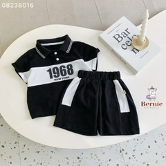Đồ bộ ngắn tay cho bé trai áo thun polo cổ đức 1968 và quần short 1 đến 7 tuổi BERNIE Kids 0823B016