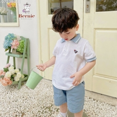 Đồ bộ ngắn tay polo cho bé trai áo thun polo kèm quần short thêu tên lửa BERNIE 0723B032