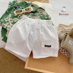 Set sơ mi tơ đũi cho bé trai đi biển đi chơi áo họa tiết hoa lá cây dừa nổi bật kèm quần ngắn BERNIE
