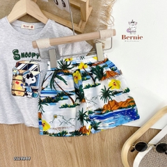 Set bộ thun tay ngắn set đi biển họa tiết Snoopy bé trai mềm mại size 1 đến 7 tuổi BERNIE 0124B43