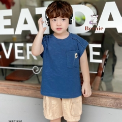 Áo tanktop cotton xược túi ngực thêu gấu dáng hàn quốc cho bé trai bé gái từ 9đến 24kg BERNIE 23A026