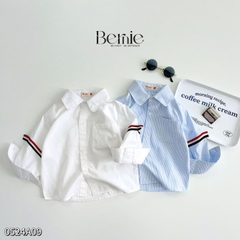 Áo sơ mi tay dài phối viền tay áo cho bé trai đi chơi đi tiệc sành điệu 1 đến 7 tuổi BERNIE 0524A09