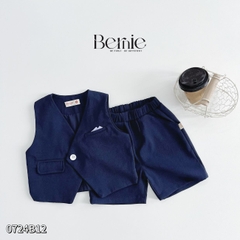 Set vest gile ngắn tay công tử hàn quốc túi khăn cho bé trai thôi nôi sinh nhật đi tiệc 1đến 7 tuổi BERNIE 0424B32