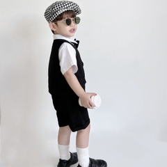 Set vest gile sơ mi ngắn tay cho bé trai phong cách Hàn Quốc cho bé mặc sinh nhật, thôi nôi đi tiệc BERNIE 0624B07 (Size 1-7 tuổi)