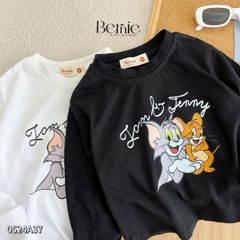 Áo thun cotton tay dài họa tiết mèo và chuột dễ thương cho bé trai bé gái 1đến 7 tuổi BERNIE 0524A37