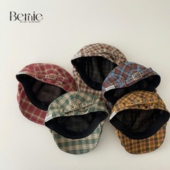 Mũ nồi mũ beret mũ anh quốc mũ công tử cho bé trai caro thô mềm phối khuy phong cách cổ điển  BERNIE
