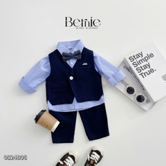 Set vest dài gile áo sơ mi túi khăn công tử lịch lãm bé trai thôi nôi sinh nhật 1 đến 7 tuổi BERNIE 0824b06