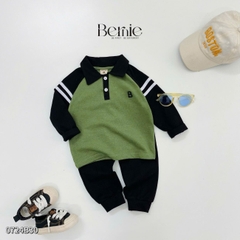 Set bộ thun polo dài tay raplang chất polo cá sấu họa tiết thêu cho bé trai 1 đến 7 tuổi BERNIE 0724B30