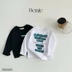 Set bộ thun tay dài unisex chất cotton họa tiết in chữ cho bé trai bé gái size 1đến 7 tuổi BERNIE 0624B05
