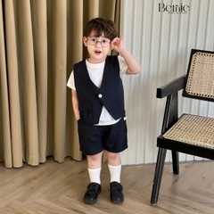 Set bộ vest gile công tử ngắn tay 3 chi tiết phong cách hàn quốc cho bé trai 1 đến 7 tuổi BERNIE 0724B17
