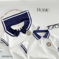 Bộ đồ thun Polo cho bé trai bé gái đồng phục BERNIE thủy thủ quần short ngắn chân váy xếp ly 8-30kg H0924B04