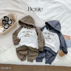 Set bộ thun dài tay thu đông cho bé trai bé gái dáng hoodie có mũ Bernie kids 1 đến 7 tuổi 0924B32