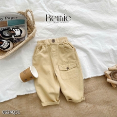 Quần kaki dài bé trai phối túi hộp đính cúc nhiều màu bé trai đi học đi chơi 1đến 7t BERNIE 0624Q32