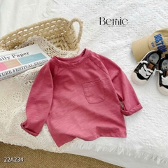 Áo phông trơn dài tay unisex cho bé trai gái BERNIE cotton xược mềm mại nhiều màu 8 đến 25kg 22A234
