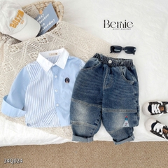 Quần dài quần denim túi hộp phong cách cho bé trai phong cách sành điệu 1 đến 7 tuổi BERNIE 24Q024