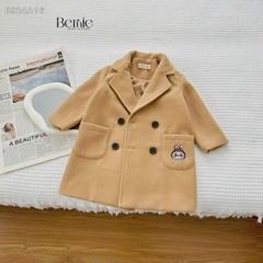 Áo khoác dạ măng tô mangto cho bé trai bé gái unisex 1 đến 7 tuổi màu xanh than màu be Bernie 0924A16