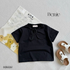 áo phông ngắn tay trơn cho bé trai bé gái, áo thun ngắn tay cotton màu trắng xanh nâu đen 1 đến 6 tuổi BERNIE 0424A14