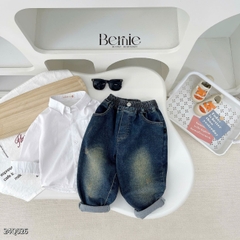 Quần dài quần denim phối túi, Wax phong cách cho bé trai phong cách sành điệu 1 đến 7 tuổi BERNIE 24Q026