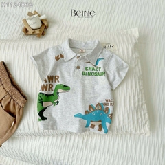 Set bộ polo bé trai áo thun polo họa tiết khủng long quần short kaki 1 đến 7 tuổi BERNIE H1124B39