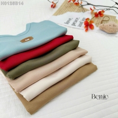 Đồ bộ unisex tay ngắn chất thun tăm cho bé trai bé gái họa tiết thêu gấu size từ 9 đến 24kg BERNIE H0125B14