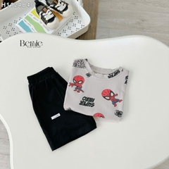 Set bộ siêu nhân Super hero tay ngắn cho bé trai kèm quần short size 9 tới 28kg  BERNIE H1124B40