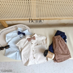 Set sơ mi bé trai công tử kèm nơ cho bé thôi nôi sinh nhật sự kiện size 9 tới 28kg BERNIE T1124B23