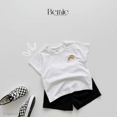 Set bộ thun tay ngắn cho bé trai bé gái áo thun trơn họa tiết cầu vồng kèm quần short size 9 đến 25kg BERNIE HLT0225A16