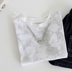 Áo thun cotton cộc tay loang màu phong cách hàn quốc kèm dây xích cho bé trai từ 1 đến 6 tuổi BERNIE