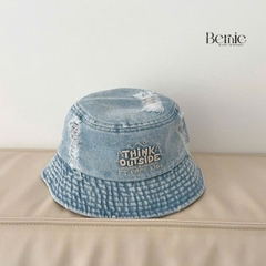 Mũ tai bèo jean thêu chữ  cho bé trai bé gái phong cách hàn quốc dễ thương size 4 đến 8 tuổi Bernie HL346