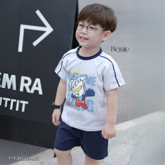 Set bộ cộc tay thun cotton cho bé trai siêu nhân điện quang và quần short  1 đến 7 tuổi BERNIE KIDS H1224B13