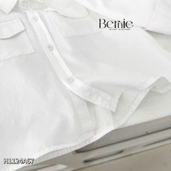  Áo sơ mi tay dài màu trắng phối túi ngực cho bé trai size 9 kg tới 28kg BERNIE H1124A67