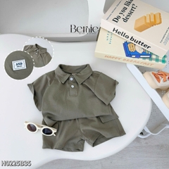 Set bộ polo thun cotton cho bé trai áo thun tay ngắn đính tag logo kèm quần short size 1 đến 7 tuổi BERNIE H0225B35