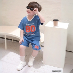 Set bộ thể thao tay ngắn phối màu họa tiết hình in 80 kèm quần short cho bé trai size 9 tới 28kg BERNIE H0525B26