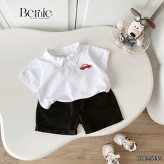 Set bộ polo tay ngắn cho bé trai họa tiết thêu ô tô kèm quần short kaki size 9 tới 25kg BERNIE H0625B36