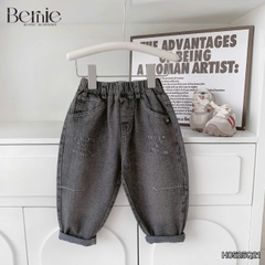 Quần dài quần jean mài đen cho bé trai phong cách sành điệu size 11kg tới 28kg BERNIE H0525Q21