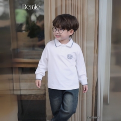 Set bộ polo tay dài chất polo cá sấu họa tiết huy hiệu cho bé trai size 1 đến 7 tuổi BERNIE 0724B34