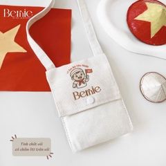 Túi vải canvas trẻ em đéo chéo in em bé yêu nước kích thước nhỏ 11 x 14cm làm phụ kiện thời trang BERNIE