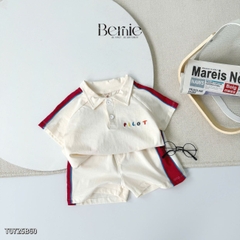 Set bộ polo cho bé trai áo thun tay ngắn họa tiết câụ bé kèm quần short size 1 đến 7 tuổi BERNIE T0725B60 