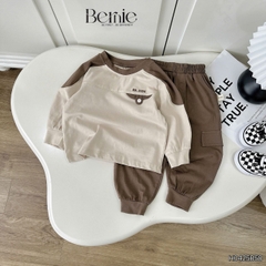 Set bộ tay dài cho bé trai tay áo phối màu họa tiết thêu BERNIE kèm quần dài 1 đến 7 tuổi H0425B58