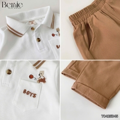 Set bộ polo dài tay chất polo cá sấu họa tiết thêu Gấu Boy kèm quần kaki dài cho bé trai size 1 đến 7 tuổi BERNIE T0425B45