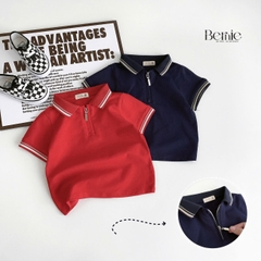Set bộ polo tay ngắn cổ bo dệt khóa kéo kèm quần short cho bé trai size 1 đến 7 tuổi BERNIE H0725B59