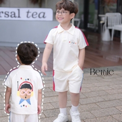 Set bộ polo cho bé trai áo thun tay ngắn họa tiết câụ bé kèm quần short size 1 đến 7 tuổi BERNIE T0725B60 
