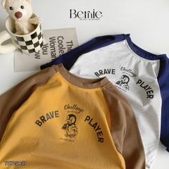 Áo thun áo phông dài tay raplang họa tiết Penguin unisex cho bé trai bé gái đi học đi chơi 9 đến 28kg BERNIE T0725A37